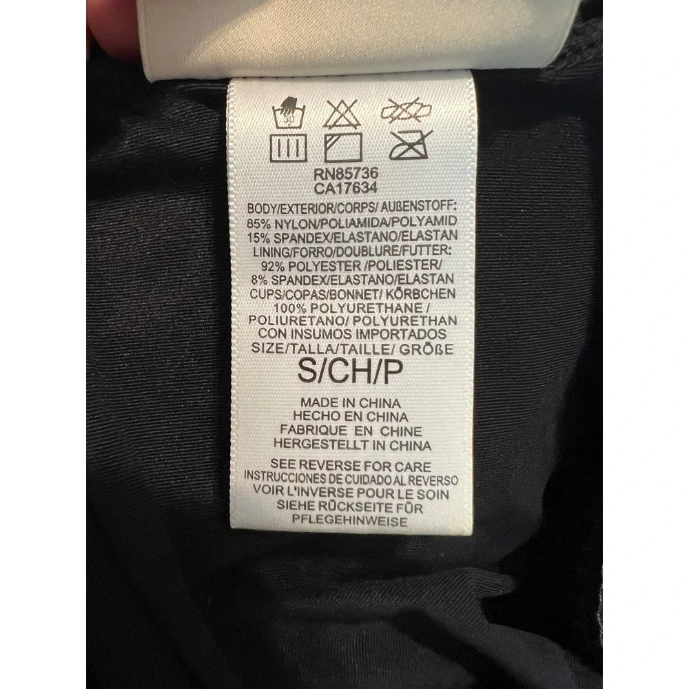 Michael Kors Womens Black Ruffle V-Neck Halter Tankini Swim Top Small MK Logo - Picture 8 of 11